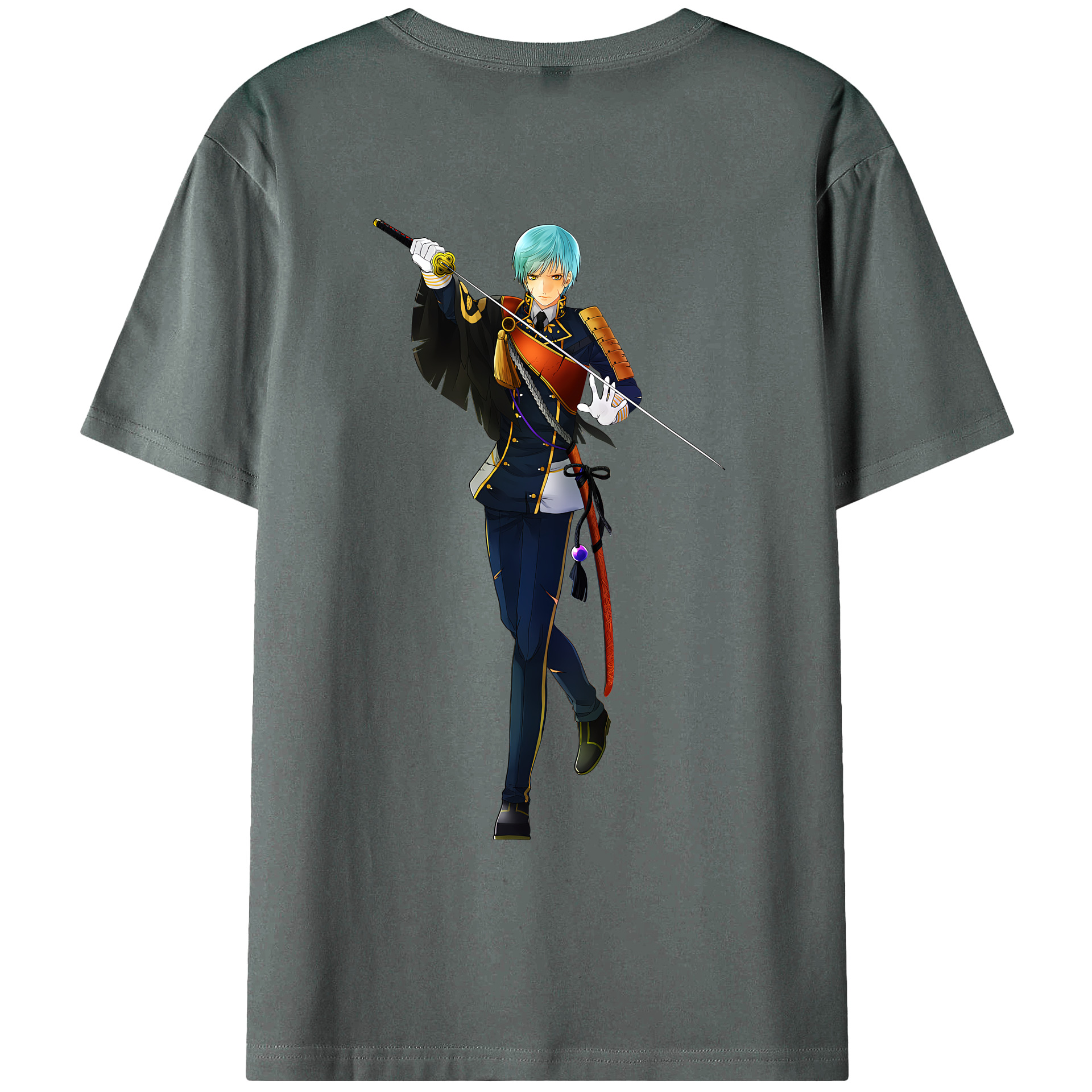 （画像用） 刀剣乱舞 Touken Ranbu 綿100％ メンズ半袖Tシャツ（バックプリント） 通気性
